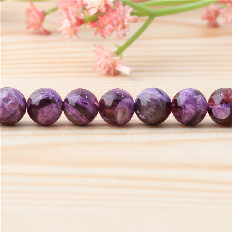 Perline di lepidolite viola naturale rotonde da 8 mm, foro da 1 mm, circa 50 pezzi di filo da 39 cm