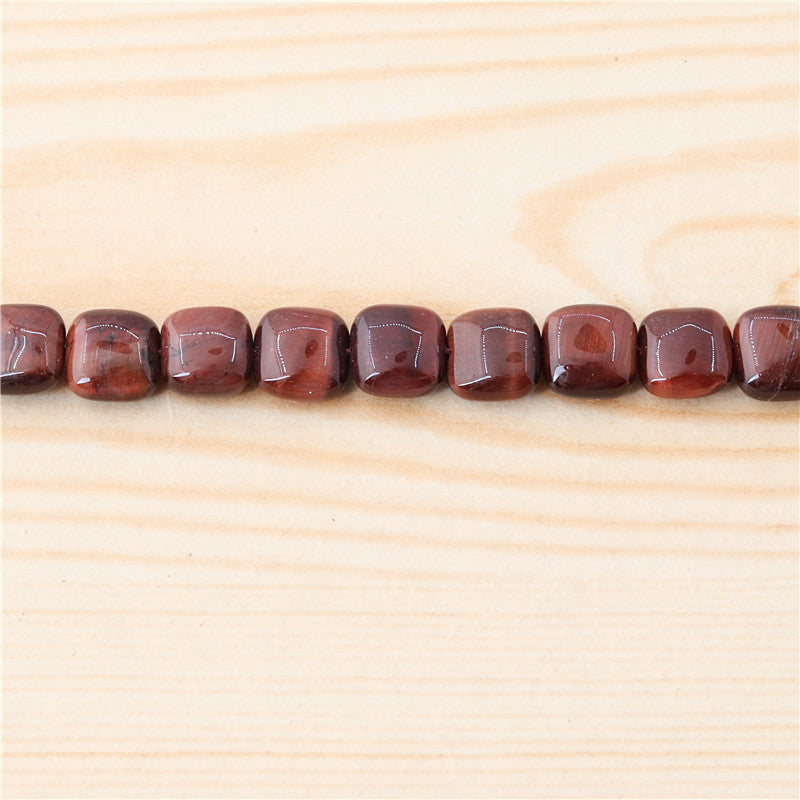 Natural Red Tiger Eyes Beads Flat Square 8mm Hole 0.8mm about 49pcs 39cm strand