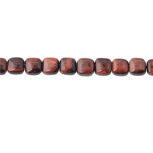 Natural Red Tiger Eyes Beads Flat Square 8mm Hole 0.8mm about 49pcs 39cm strand