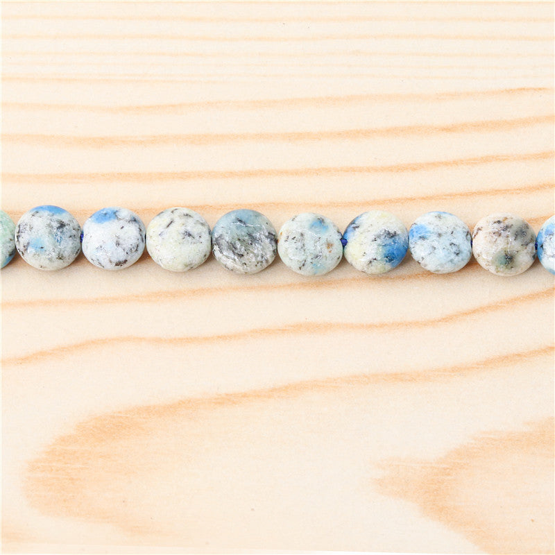 Natural K2 Beads Flat Round 8mm Hole 1mm about 49pcs 39cm strand