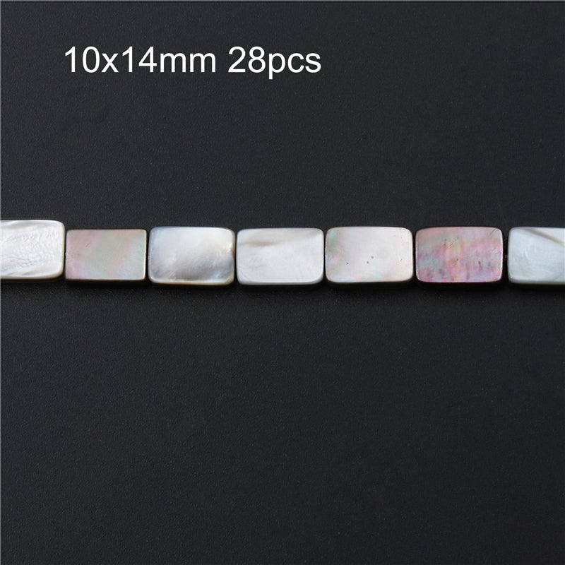 Perles de Nacre Coquillage Gris Naturel Rectangle Plat 10x14mm Trou 1mm Environ 28pcs Fil de 39cm