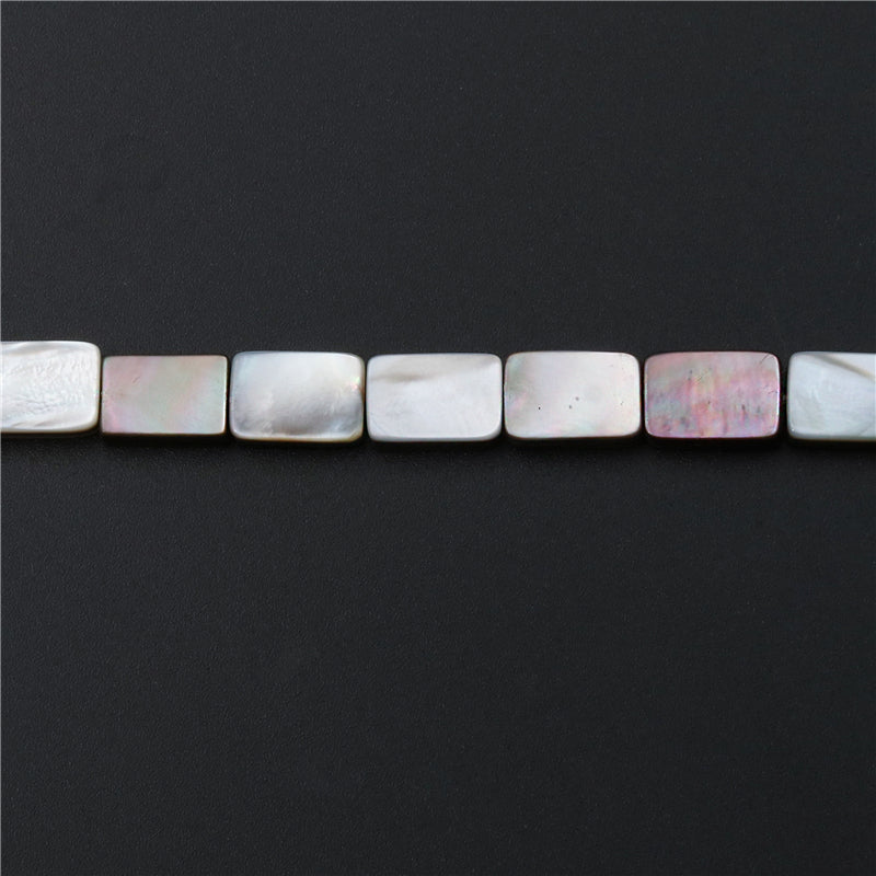 Perles de Nacre Coquillage Gris Naturel Rectangle Plat 10x14mm Trou 1mm Environ 28pcs Fil de 39cm