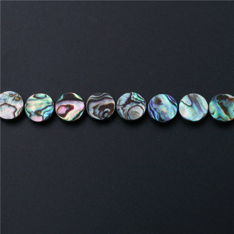 Natural Abalone Shell Beads Flat Round 10mm Hole 1mm about 40pcs 39cm strand