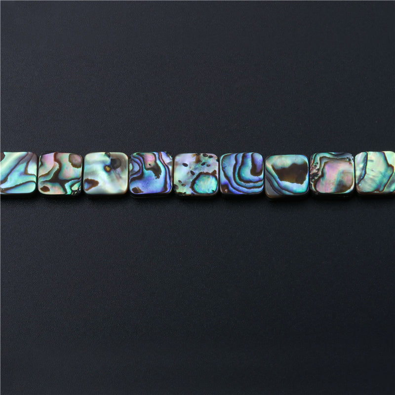 Natural Abalone Shell Beads Flat Square 10mm Hole 1mm about 40pcs 39cm strand