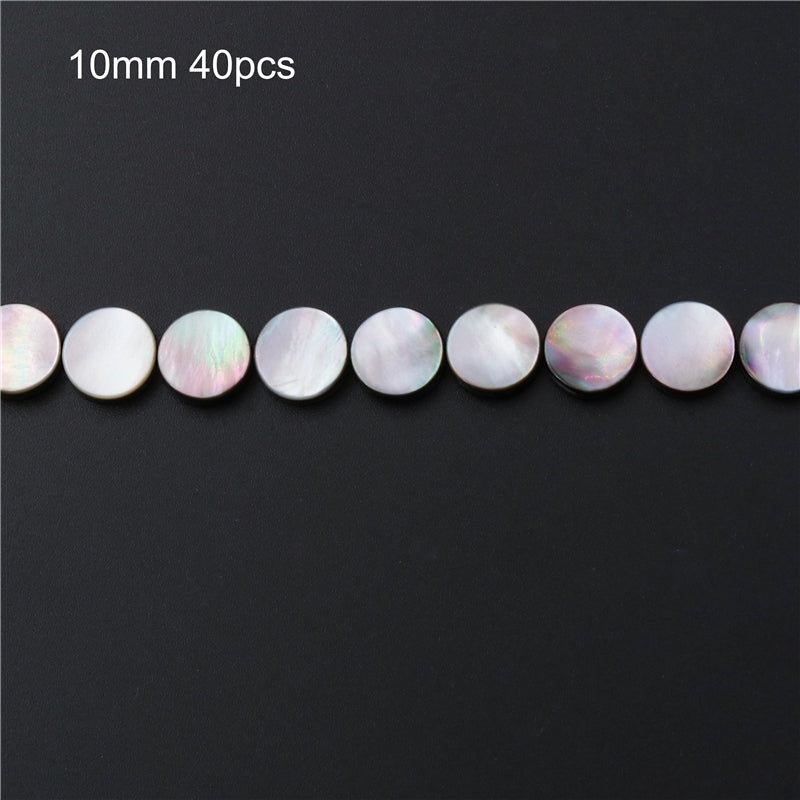 Natural Gray Shell Mother Of Pearl Beads Flat Round 10mm Hole 1mm about 40pcs 39cm strand