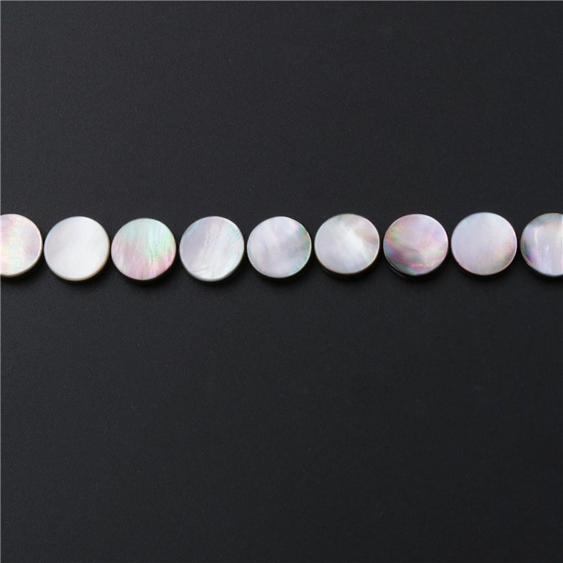 Natural Gray Shell Mother Of Pearl Beads Flat Round 10mm Hole 1mm about 40pcs 39cm strand