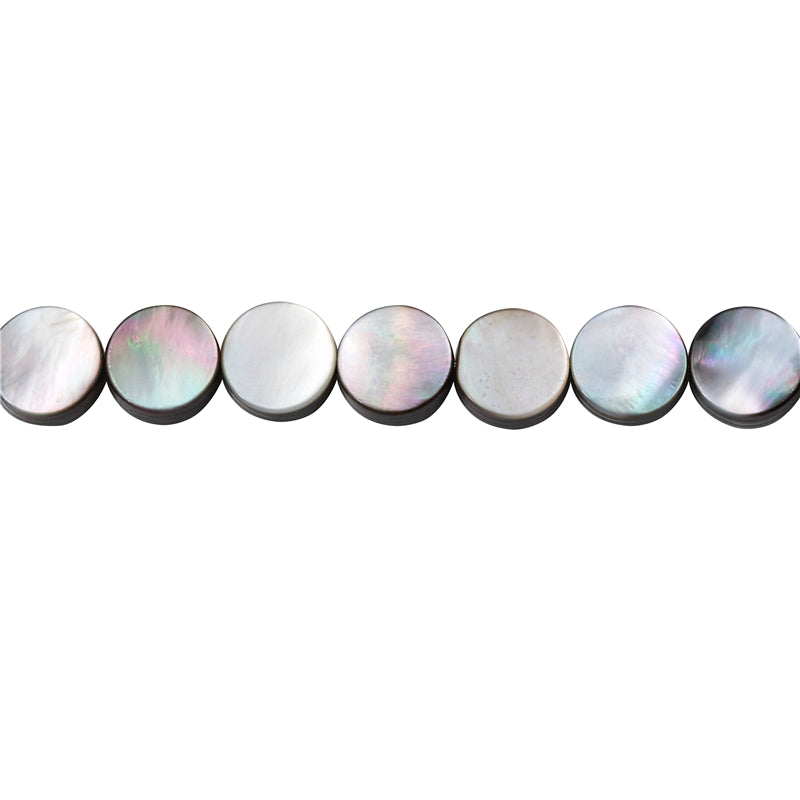 Natural Gray Shell Mother Of Pearl Beads Flat Round 10mm Hole 1mm about 40pcs 39cm strand