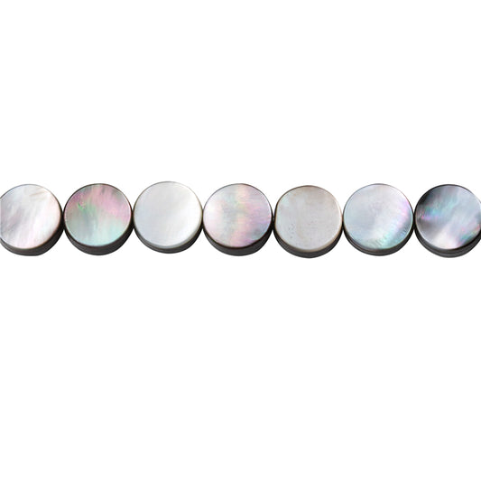 Natural Gray Shell Mother Of Pearl Beads Flat Round 12mm Hole 1mm about 33pcs 39cm strand