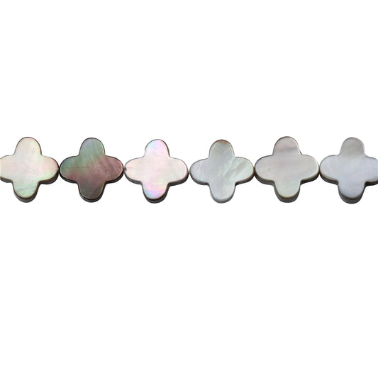 Natural Gray Shell Mother Of Pearl Beads Flat Flower Shape 14mm Hole 1mm about 28pcs 39cm strand