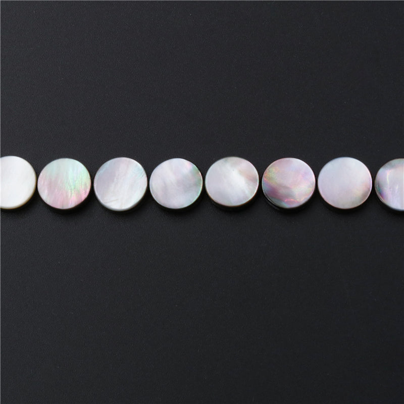 Natural Gray Shell Mother Of Pearl Beads Flat Round 12mm Hole 1mm about 33pcs 39cm strand