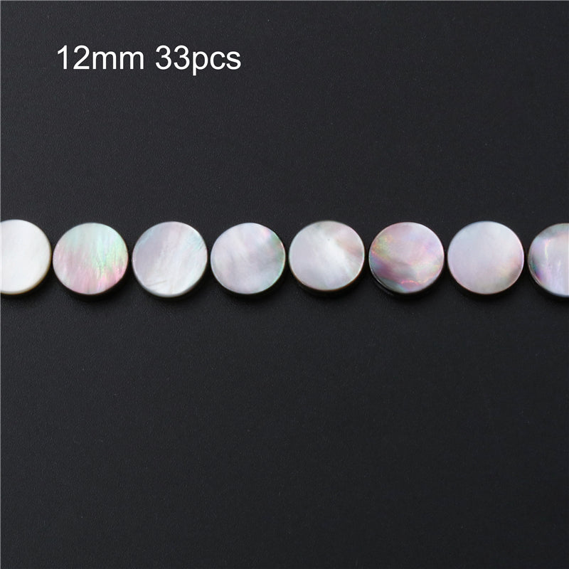 Natural Gray Shell Mother Of Pearl Beads Flat Round 12mm Hole 1mm about 33pcs 39cm strand