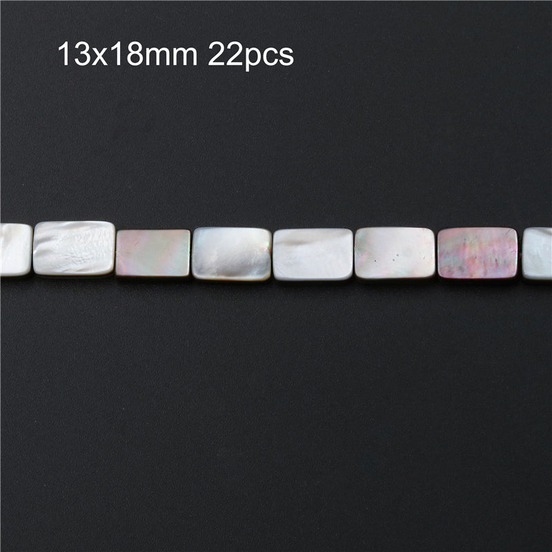 Perles de nacre en coquillage gris naturel, rectangle plat 13x18mm trou 1mm, environ 22 pièces sur fil de 39cm