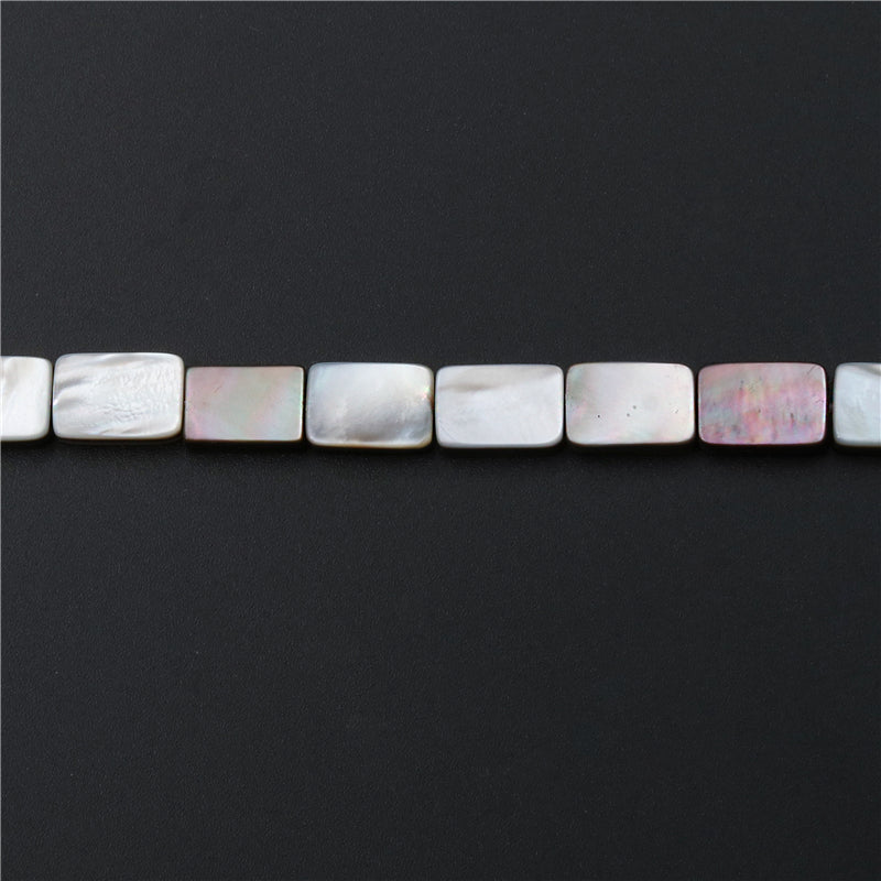 Perles de nacre en coquillage gris naturel, rectangle plat 13x18mm trou 1mm, environ 22 pièces sur fil de 39cm