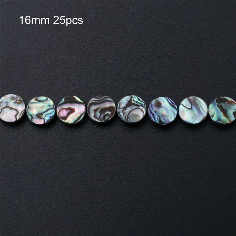 Natural Abalone Shell Beads Flat Round 16mm Hole 1mm about 25pcs 39cm strand