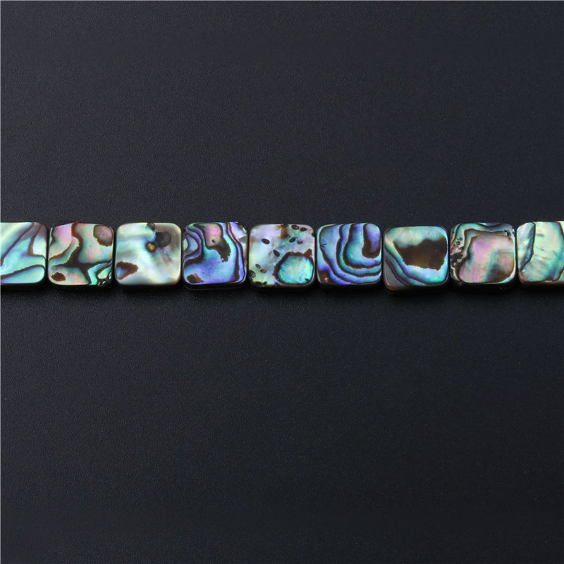 Natural Abalone Shell Beads Flat Square 16mm Hole 1mm about 25pcs 39cm strand