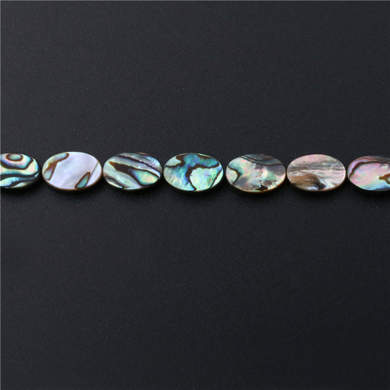 Contas de concha de abalone natural plana oval 6x8mm furo 0.8mm cerca de 50pcs 39cm fio