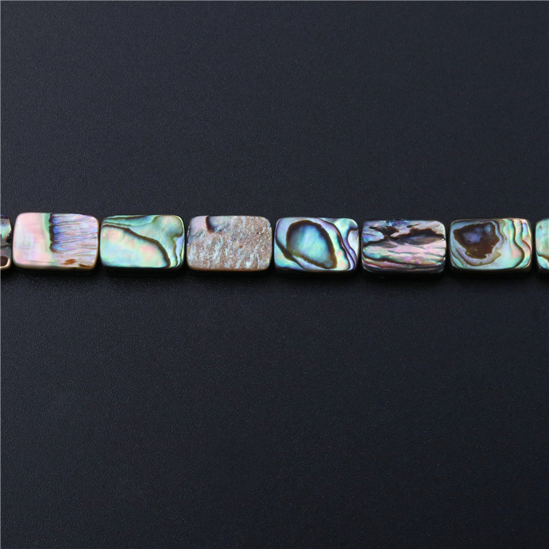 Natürliche Abalone-Muschelperlen, flach, rechteckig, 6 x 8 mm, Loch 0,8 mm, ca. 50 Stück, 39 cm Strang