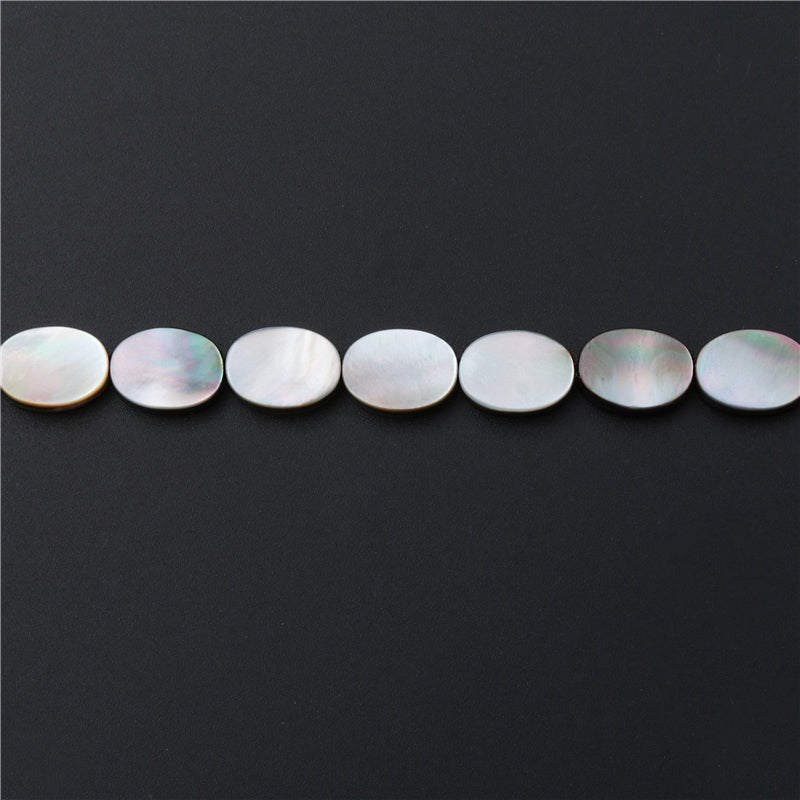 Perles de Nacre Coquillage Gris Naturel Ovale Plat 8x10mm Trou 1mm Environ 40pcs Fil de 39cm