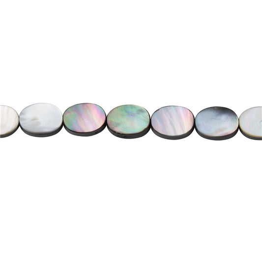 Perles de Nacre Coquillage Gris Naturel Ovale Plat 8x10mm Trou 1mm Environ 40pcs Fil de 39cm