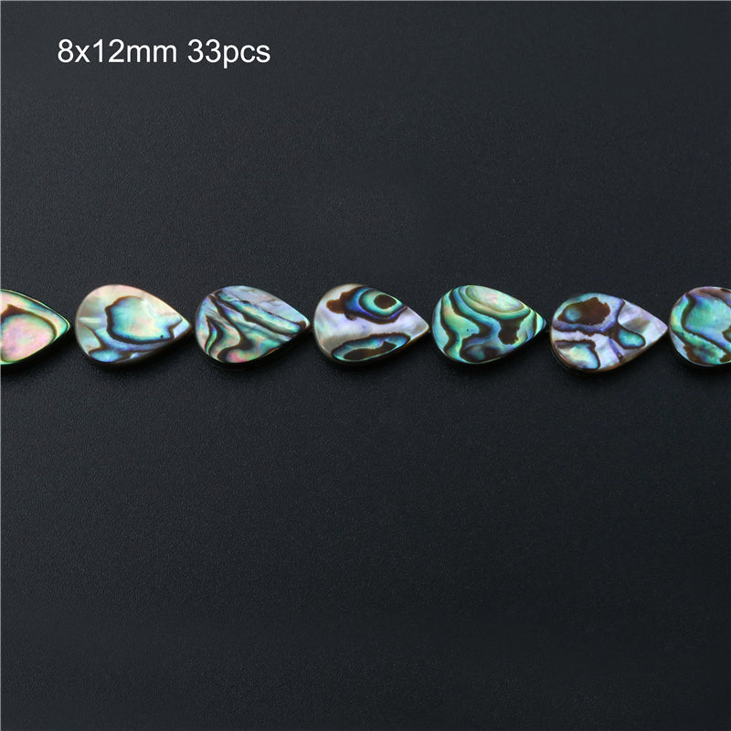 Natural Abalone Shell Beads Flat Waterdrop 8x12mm Hole 1mm about 33pcs 39cm strand