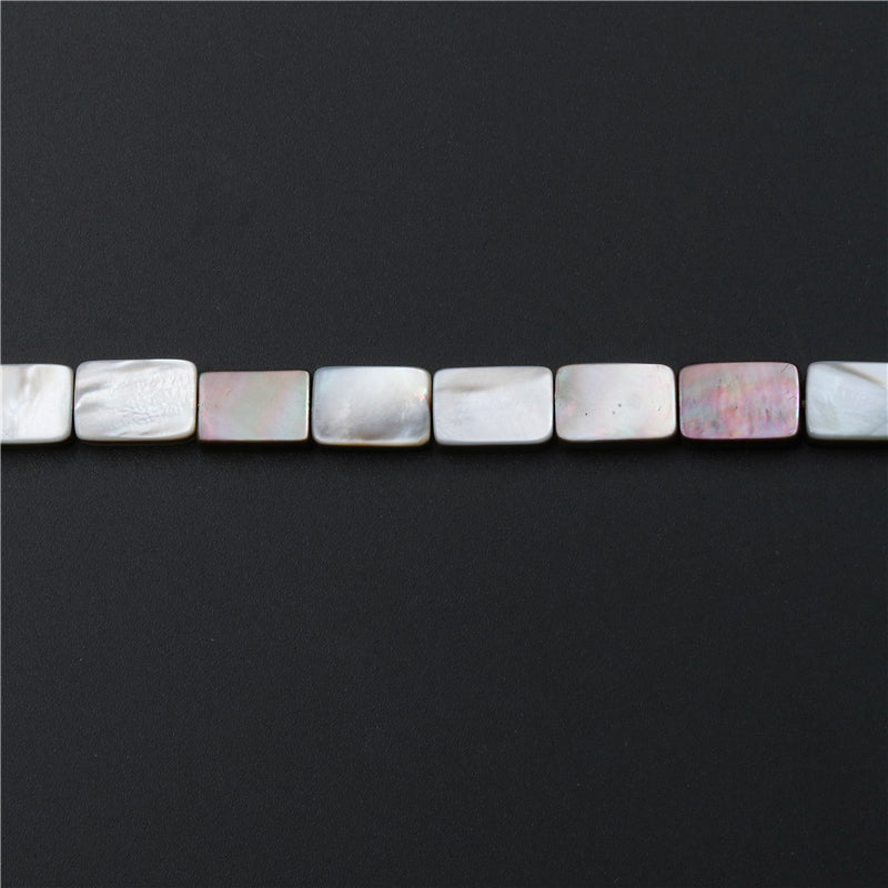 Perles de Nacre Coquillage Gris Naturel Rectangle Plat 8x12mm Trou 1mm Environ 32pcs Fil de 39cm