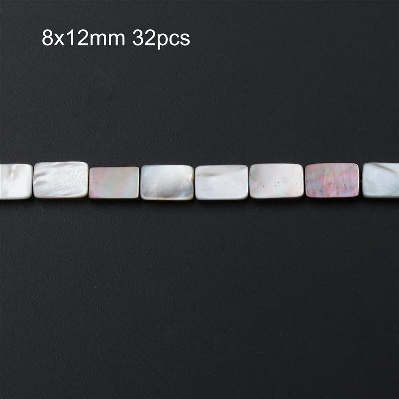 Perles de Nacre Coquillage Gris Naturel Rectangle Plat 8x12mm Trou 1mm Environ 32pcs Fil de 39cm