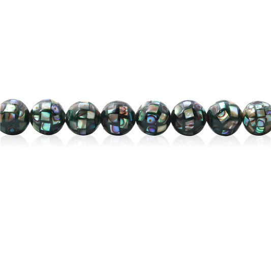 Natural Abalone Shell Beads Round 12mm Hole 1mm about 33pcs 39cm strand