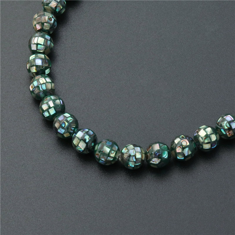 Natural Abalone Shell Beads Round 8mm Hole 0.8mm about 50pcs 39cm strand