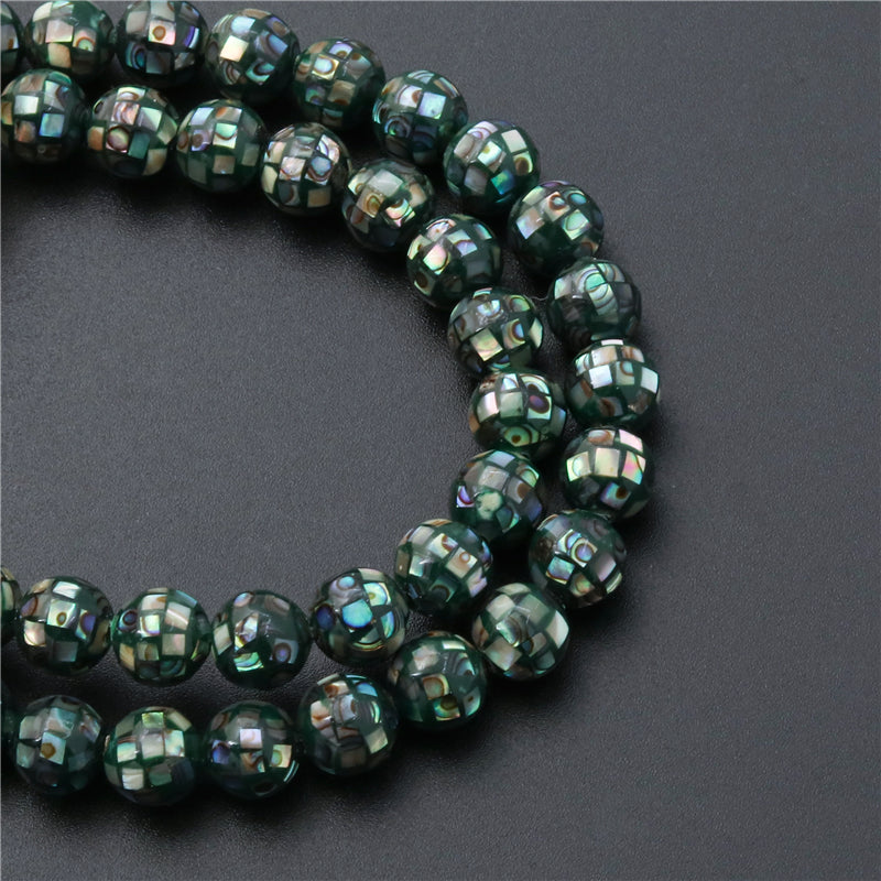 Natural Abalone Shell Beads Round 14mm Hole 1mm about 28pcs 39cm strand