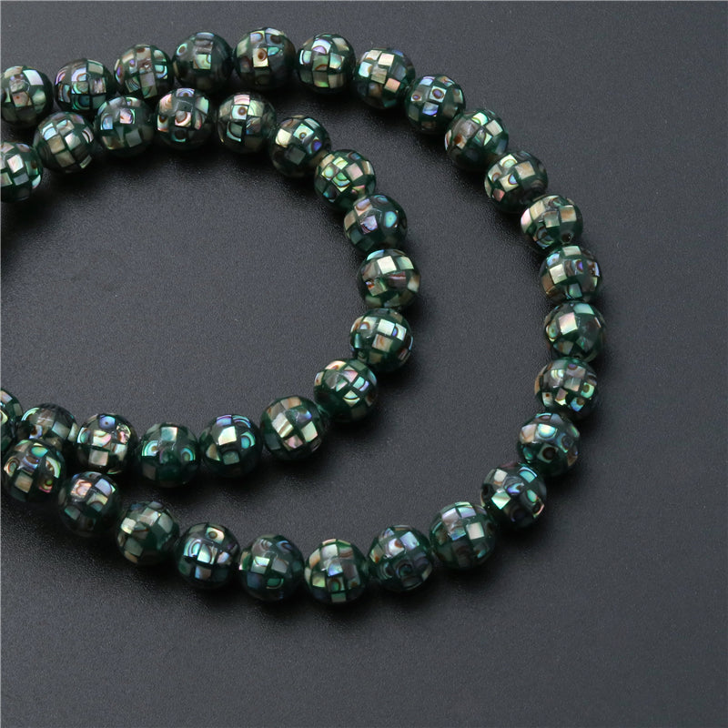 Natural Abalone Shell Beads Round 14mm Hole 1mm about 28pcs 39cm strand