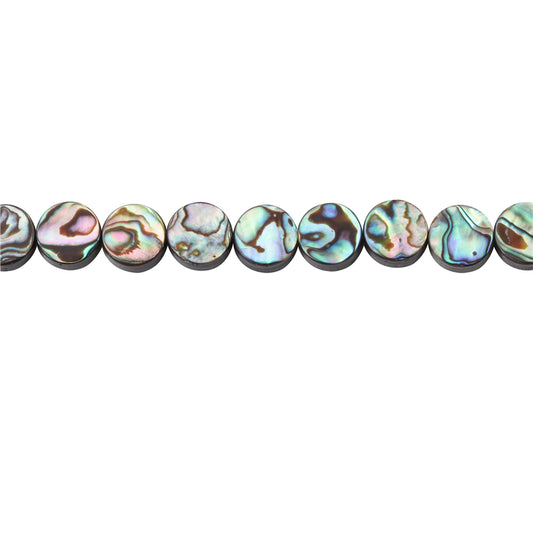 Natural Abalone Shell Beads Flat Round 8mm Hole 0.8mm about 50pcs 39cm strand