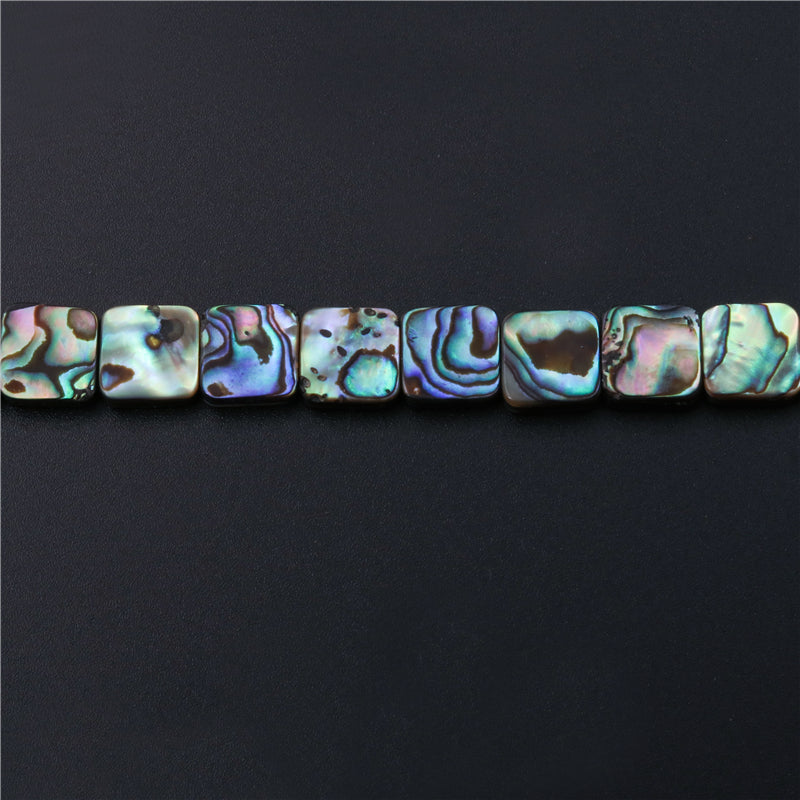 Natural Abalone Shell Beads Flat Square 8mm Hole 0.8mm about 50pcs 39cm strand