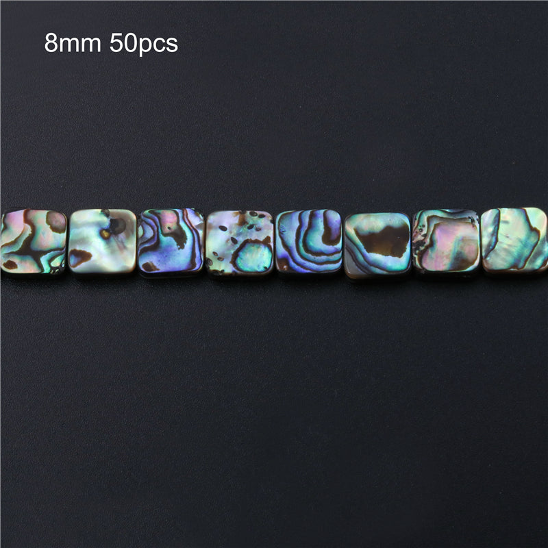 Natural Abalone Shell Beads Flat Square 8mm Hole 0.8mm about 50pcs 39cm strand