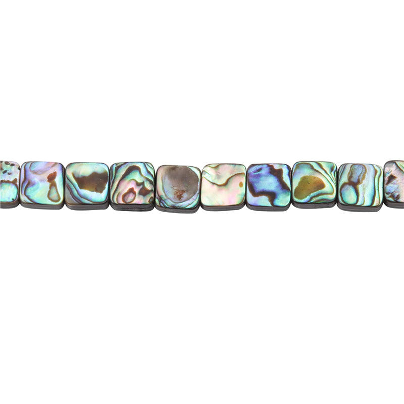 Natural Abalone Shell Beads Flat Square 12mm Hole 1mm about 33pcs 39cm strand