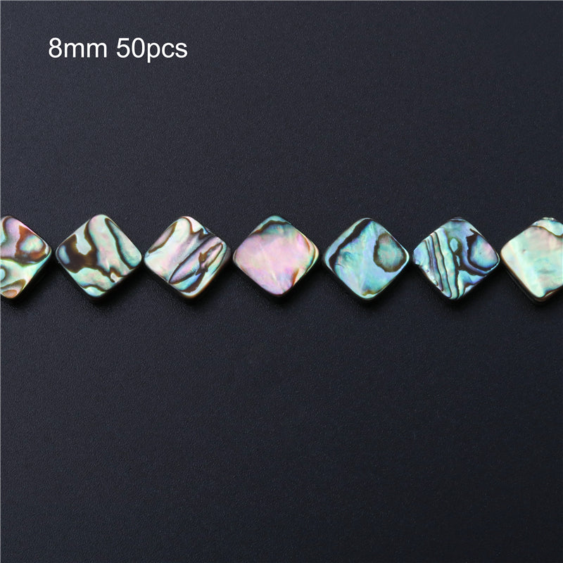 Natural Abalone Shell Beads Flat Square 8mm Hole 0.8mm about 50pcs 39cm strand