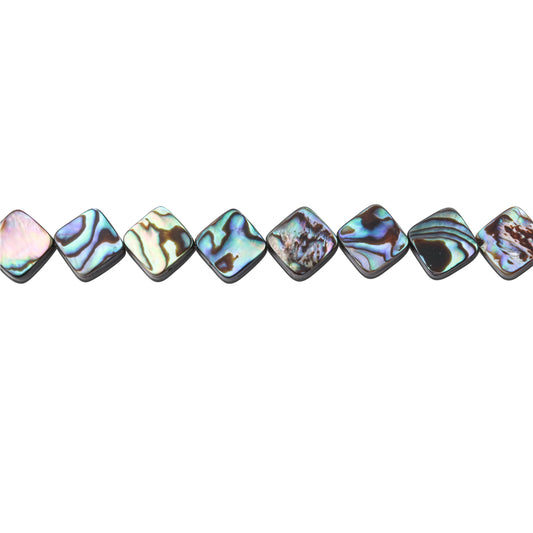 Natural Abalone Shell Beads Flat Square 12mm Hole 1mm about 33pcs 39cm strand