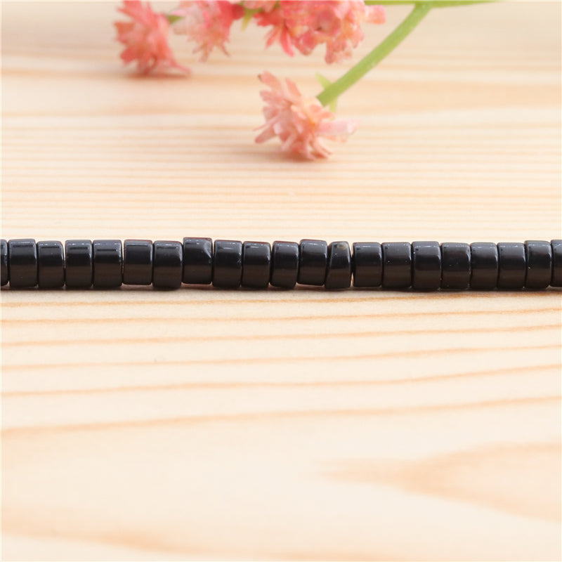 Natural Black Stone Beads Heishi 2x4mm Hole 1mm about 169pcs 39cm strand