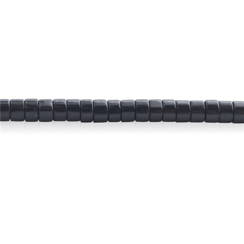 Natürliche schwarze Steinperlen Heishi, 2 x 4 mm, Loch 1 mm, ca. 169 Stück, 39 cm Strang