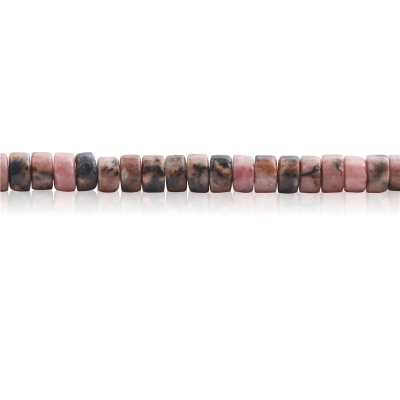 Pizzo nero naturale Rhodonite Heishi 2x4mm Foro 1 mm circa 169 pezzi 39 cm filo