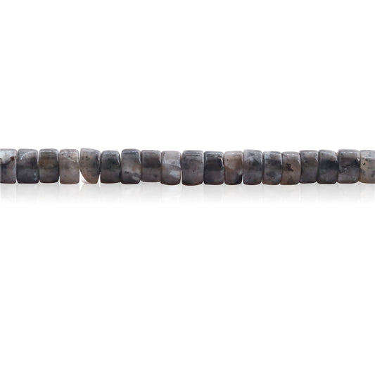 Natürliche schwarze Labradorit-Perlen Heishi, 2 x 4 mm, Loch 1 mm, ca. 169 Stück, 39 cm Strang