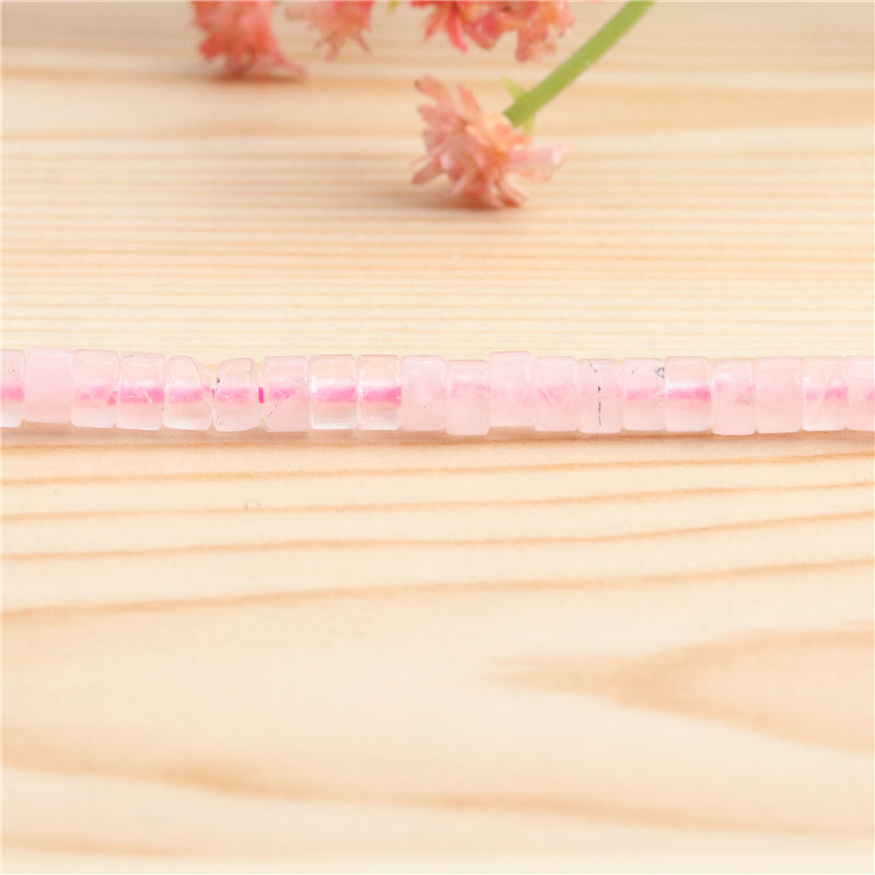 Cuentas de cuarzo rosa natural Heishi 2x4 mm Agujero 1 mm Sobre 169 piezas 39 cm tira