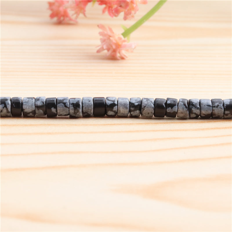 Natural Snowflake Obsidian Beads Heishi 2x4mm Hole 1mm about 169pcs 39cm strand