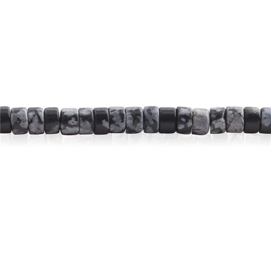 Natürliche Schneeflocken-Obsidian-Perlen, Heishi, 2 x 4 mm, Loch 1 mm, ca. 169 Stück, 39 cm Strang