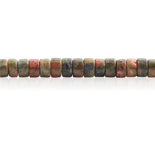 Perles Unakite naturelles Heishi 2x4mm trou 1mm environ 169pcs sur fil 39cm