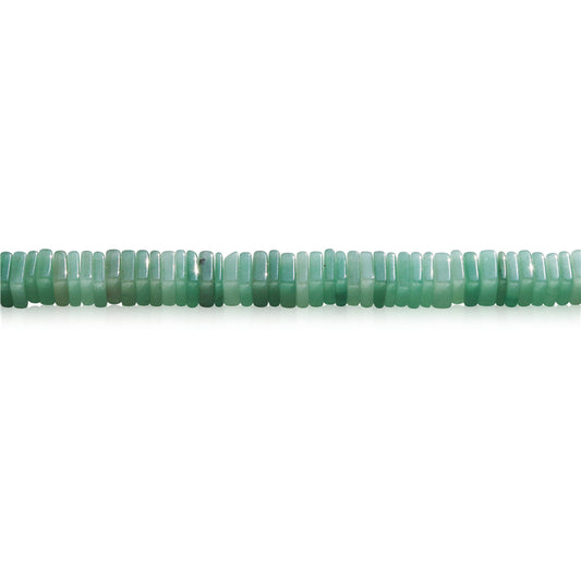 Perline di avventurina verde naturale, fetta quadrata, distanziatore 3x10 mm, foro 1,2 mm, circa 119 pezzi, filo da 39 cm.