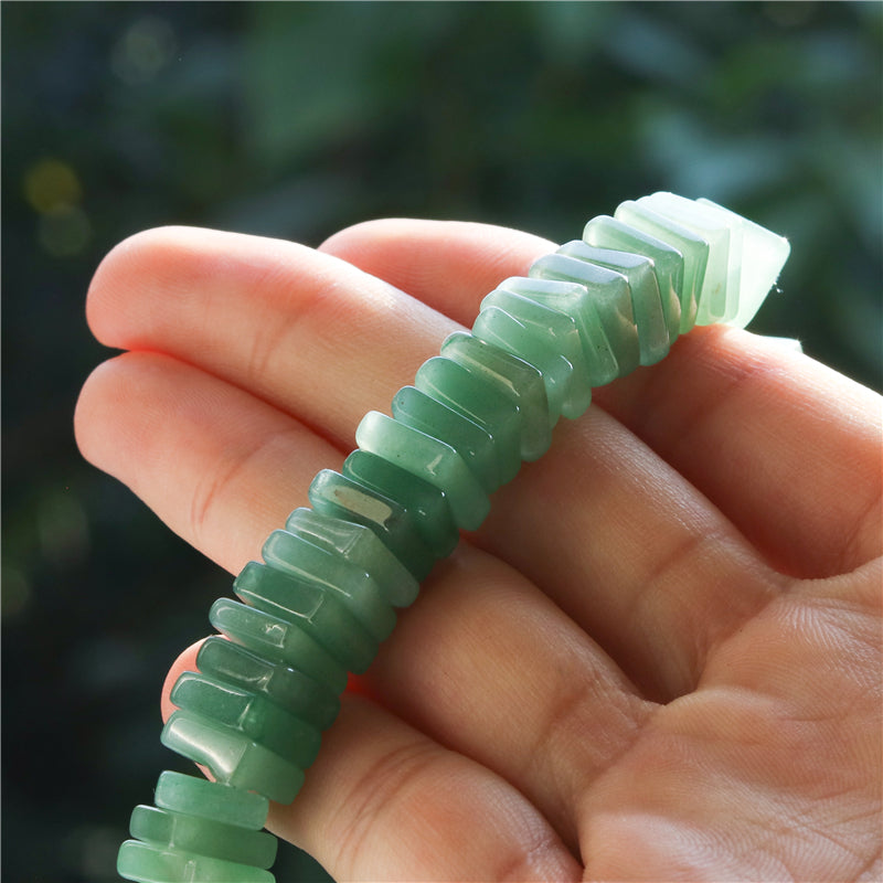 Perles d'aventurine verte naturelle, tranche carrée, entretoise 3x10mm, trou 1.2mm, environ 119 pièces, fil de 39cm