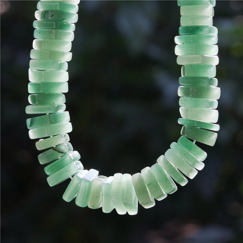 Perles d'aventurine verte naturelle, tranche carrée, entretoise 3x10mm, trou 1.2mm, environ 119 pièces, fil de 39cm