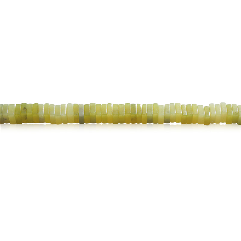 Cuentas de jade limón natural Separador de rebanadas cuadradas 3x8 mm Agujero 1.2 mm Sobre 123 unidad 39 cm tira