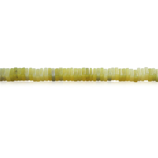 Cuentas de jade limón natural Separador de rebanadas cuadradas 3x8 mm Agujero 1.2 mm Sobre 123 unidad 39 cm tira