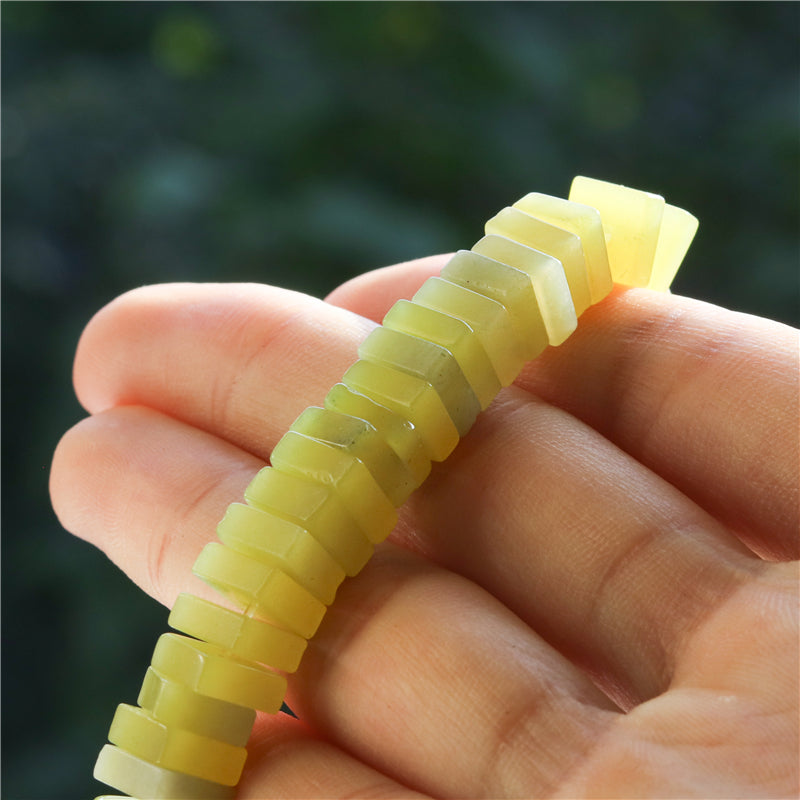 Natural Lemon Jade Beads Square Slice Spacer 3x8mm Hole 1.2mm about 123pcs 39cm strand